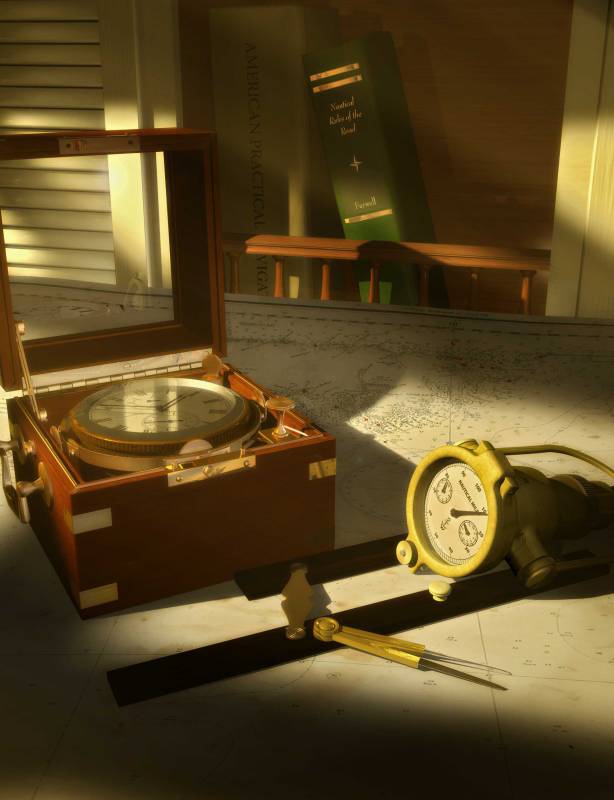 Bowditch A boxed chronometer and ships 